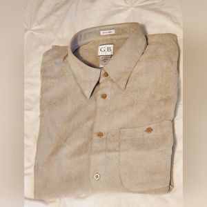 Geoffrey Beene GB Mens XXL Brown Micro Suede Long Sleeve Polyester Shirt NWT